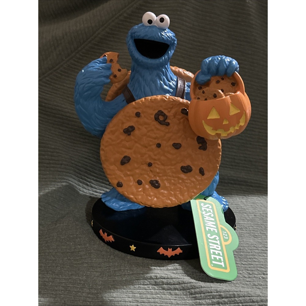 Cookie Monster Halloween Pumpkin Figure Sesame Street Decor NWT Fast Shiping